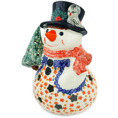 Polish Pottery Snowman Figurine 11&quot; Orange Dreamsicle UNIKAT