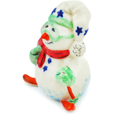 Polish Pottery Snowman Figurine 3&quot; Santa
