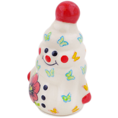 Polish Pottery Snowman Figurine 4&quot; Bundles Of Spring UNIKAT