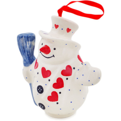 Polish Pottery Snowman Figurine 4&quot; Love All Around