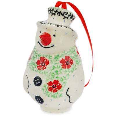 Polish Pottery Snowman Figurine 4&quot; Maraschino