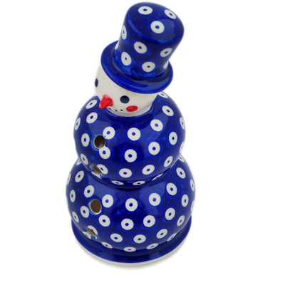Polish Pottery Snowman Figurine 6&quot; Lovely Blue Eyes