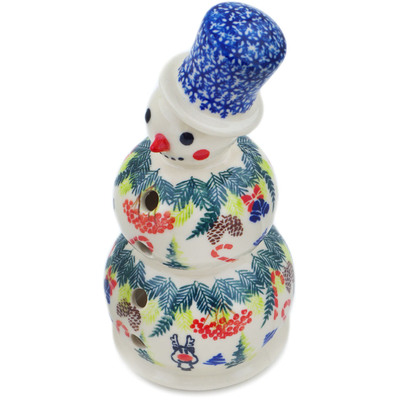 Polish Pottery Snowman Figurine 6&quot; Winter Sights UNIKAT