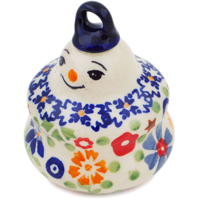 Polish Pottery Snowman Ornament 3&quot; Botanical Sprinkles UNIKAT