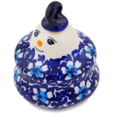 Polish Pottery Snowman Ornament 3&quot; Flowers On The Lake