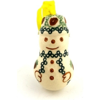 Polish Pottery Snowman Ornament 3&quot;