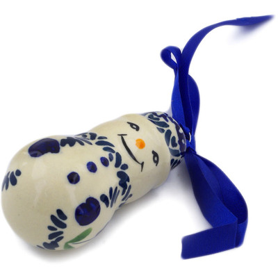 Polish Pottery Snowman Ornament 3&quot; Mariposa Lily