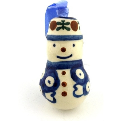 Polish Pottery Snowman Ornament 3&quot; Mosquito
