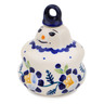 Polish Pottery Snowman Ornament 3&quot; Orange And Blue Flower