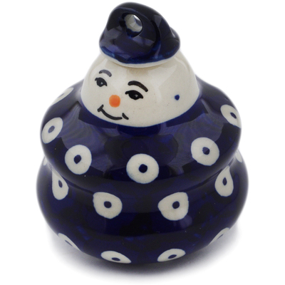 Polish Pottery Snowman Ornament 3&quot; Peacock Eyes