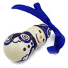 Polish Pottery Snowman Ornament 3&quot; Peacock Leaves