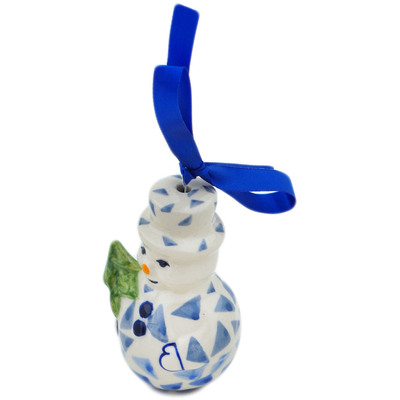 Polish Pottery Snowman Ornament 4&quot; Cascading Mosaic UNIKAT
