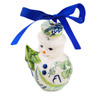 Polish Pottery Snowman Ornament 4&quot; Fern Frenzy UNIKAT