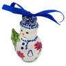 Polish Pottery Snowman Ornament 4" Full Blossom