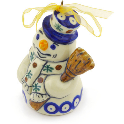 Polish Pottery Snowman Ornament 4&quot; Mosquito