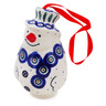 Polish Pottery Snowman Ornament 4&quot; Peacock Leaves