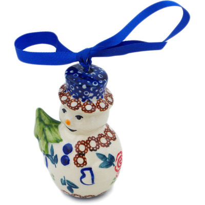 Polish Pottery Snowman Ornament 4&quot; Radiant Roses