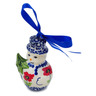 Polish Pottery Snowman Ornament 4" Wind-blown Poppies