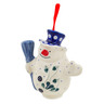 Polish Pottery Snowman Ornament With Bell 4&quot; Bleeding Heart Peacock
