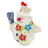Polish Pottery Snowman Ornament With Bell 4&quot; Colorful Dizziness