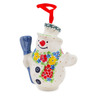 Polish Pottery Snowman Ornament With Bell 4&quot; Sunny Spring