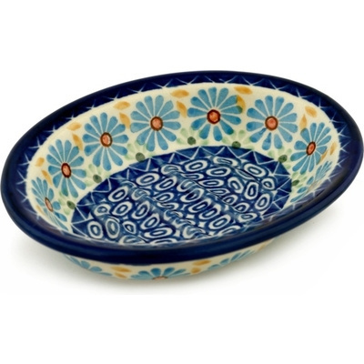 Polish Pottery Soap Dish 5&quot; Aster Peacock Eyes