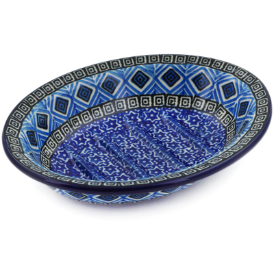 Polish Pottery Soap Dish 5&quot; Aztec Sky