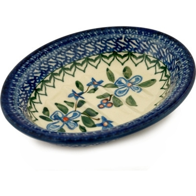 Polish Pottery Soap Dish 5&quot; Azure Blooms