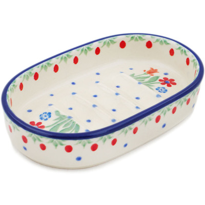 Polish Pottery Soap Dish 5&quot; Babcia&#039;s Garden