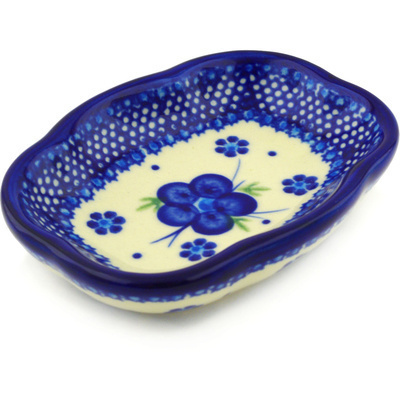 Polish Pottery Soap Dish 5&quot; Bleu-belle Fleur