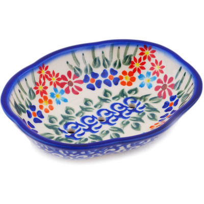 Polish Pottery Soap Dish 5&quot; Blissful Daisy
