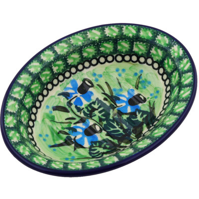 Polish Pottery Soap Dish 5&quot; Blue Bell Song UNIKAT