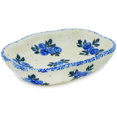 Polish Pottery Soap Dish 5&quot; Blue Berry Special UNIKAT