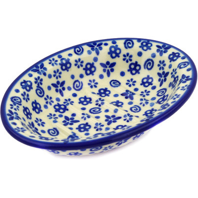Polish Pottery Soap Dish 5&quot; Blue Confetti