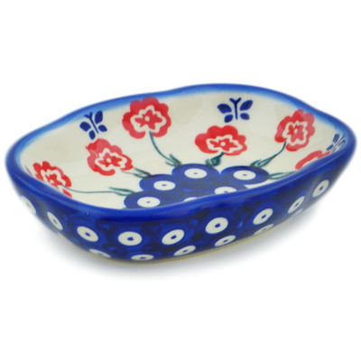 Polish Pottery Soap Dish 5&quot; Blue Eye Spring