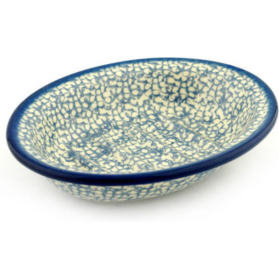 Polish Pottery Soap Dish 5&quot; Blue Frenzy