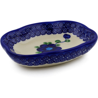 Polish Pottery Soap Dish 5&quot; Blue Poppies