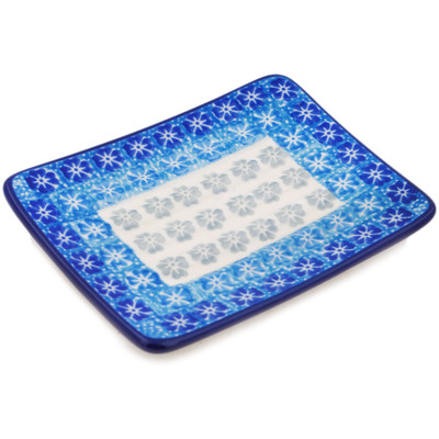 Polish Pottery Soap Dish 5&quot; Blue-tiful Day UNIKAT