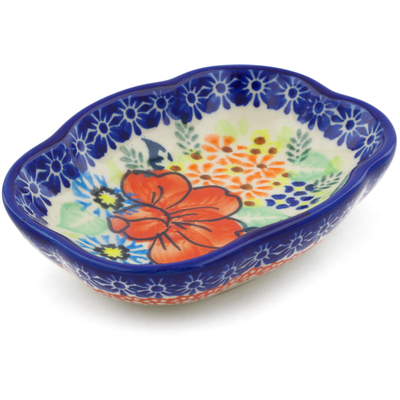 Polish Pottery Soap Dish 5&quot; Bold Poppies UNIKAT