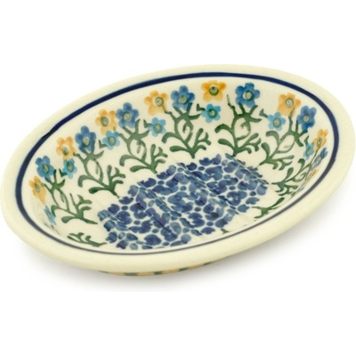 Polish Pottery Soap Dish 5&quot; Field Of Wildflowers