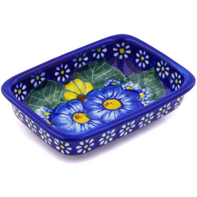 Polish Pottery Soap Dish 5&quot; Floral Fruit Basket UNIKAT