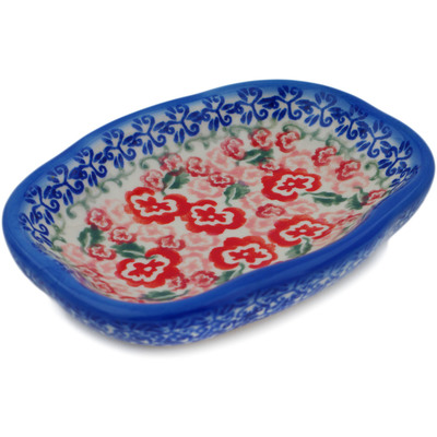 Polish Pottery Soap Dish 5&quot; Fluctuating Pansy&#039;s