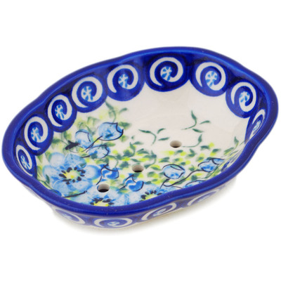Polish Pottery Soap Dish 5&quot; Gorgeous Morning Glory UNIKAT