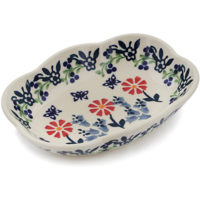 Polish Pottery Soap Dish 5&quot; Last Summer Flowers