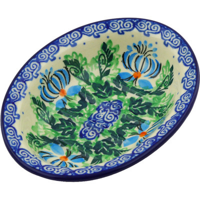 Polish Pottery Soap Dish 5&quot; Lotus Flower UNIKAT