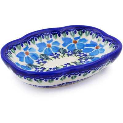 Polish Pottery Soap Dish 5&quot; Pansy Morning