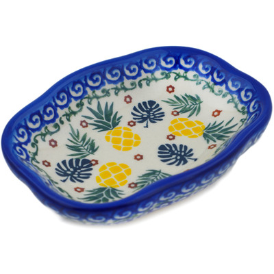 Polish Pottery Soap Dish 5&quot; Pineapple Parade