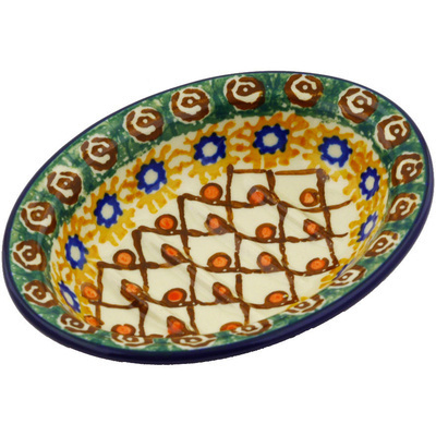 Polish Pottery Soap Dish 5&quot; Polish Basket UNIKAT