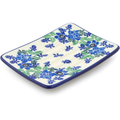 Polish Pottery Soap Dish 5&quot; Pretty In Blue