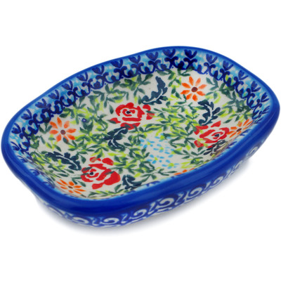 Polish Pottery Soap Dish 5&quot; Rose Garden UNIKAT